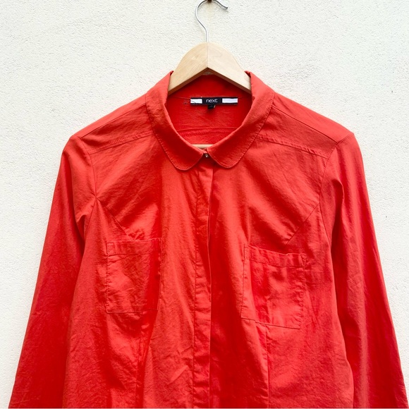 Next Women's Shirt UK 20 Bright Orange Stretch Button Back Roll Tab Sleeves Plus - Picture 3 of 7
